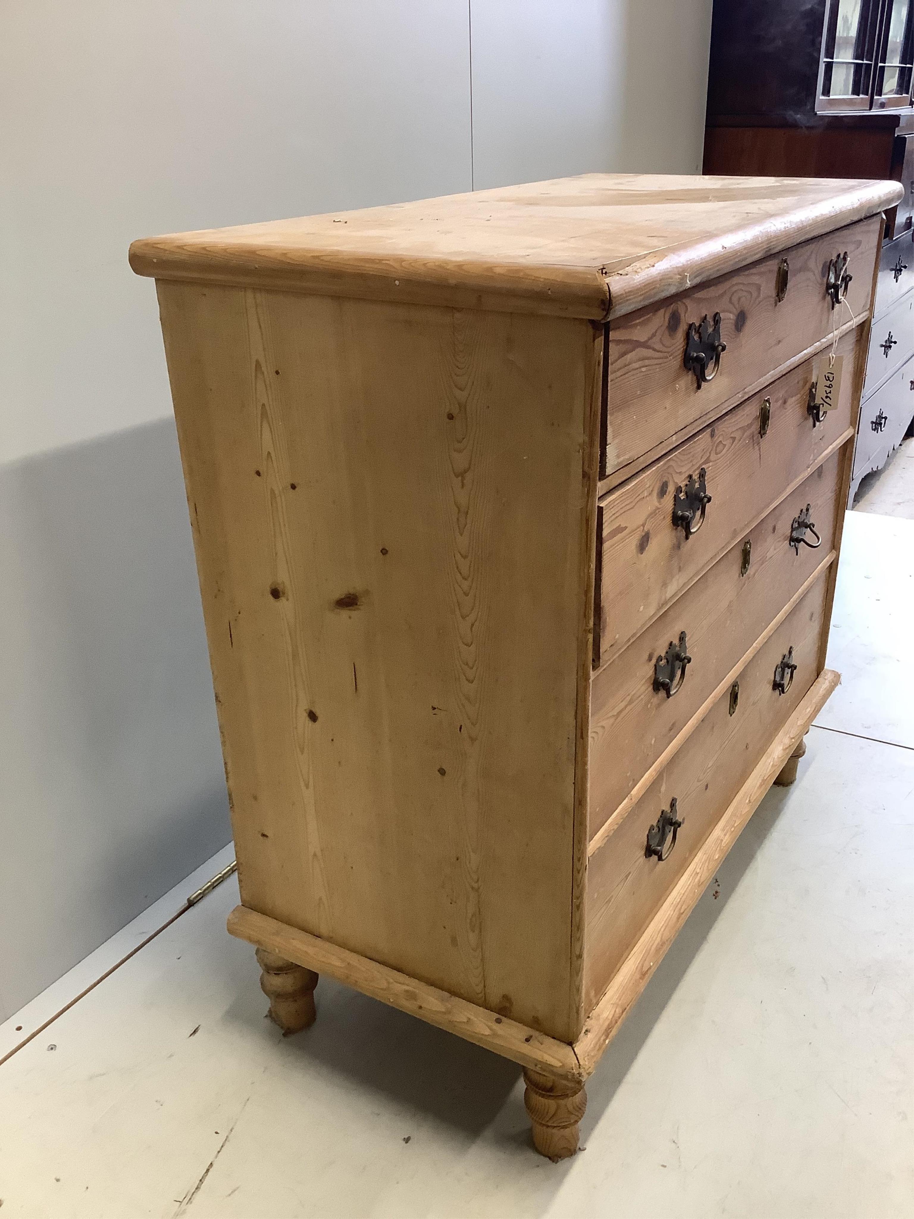 A Victorian pine four drawer chest, width 96cm, depth 46cm, height 95cm. Condition - poor to fair